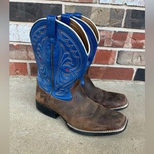 Ariat Quickdraw Western Boots Brown Blue Size 4.5
